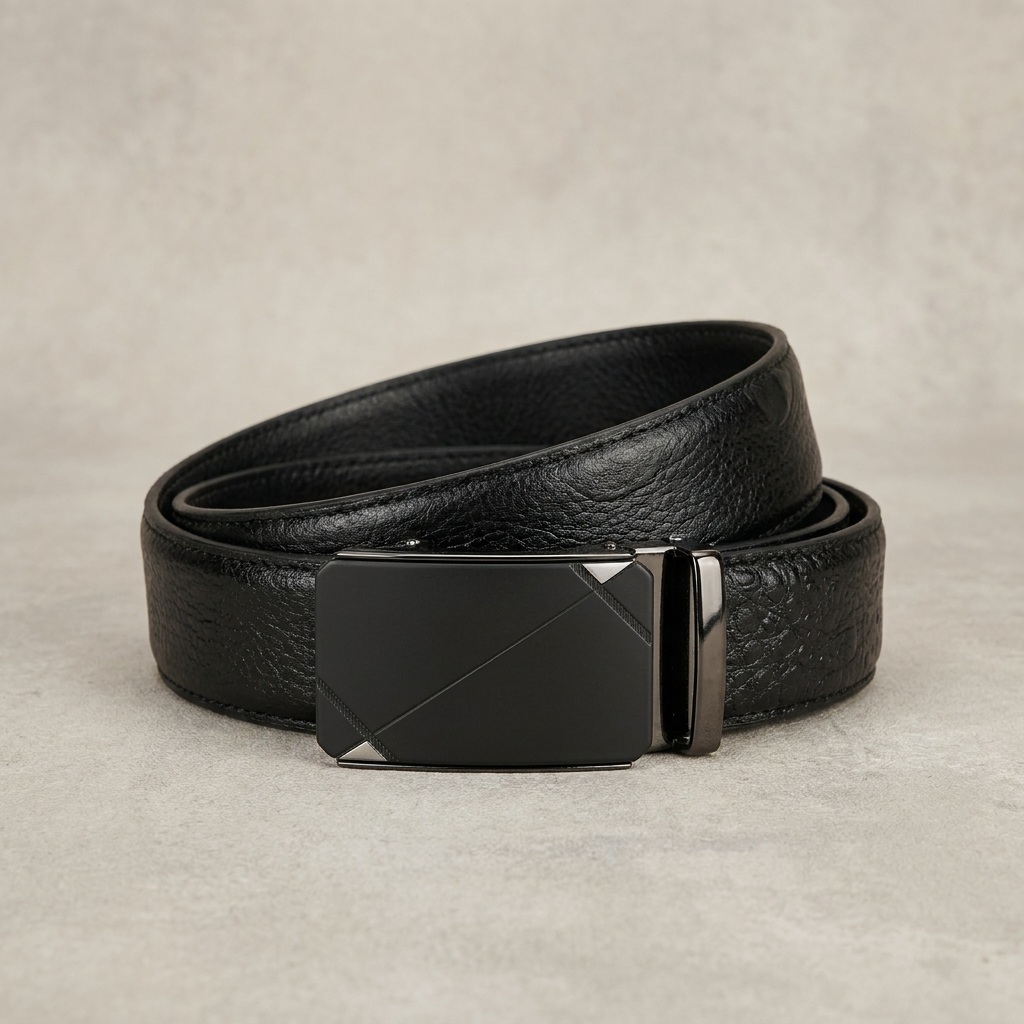 Black Belt Shadow Croc Genuine Leather Ratchet Belt for Men