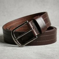 Black Belt Heritage Classic Brown Full Grain Buffalo Leather Pin Buckle Belt for Men